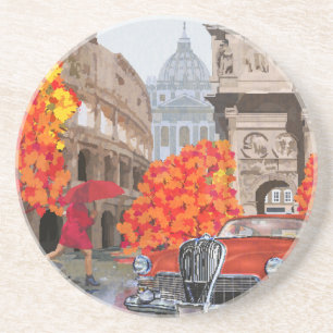 Regen doordrenkte Rome Vintage Poster Zandsteen Onderzetter