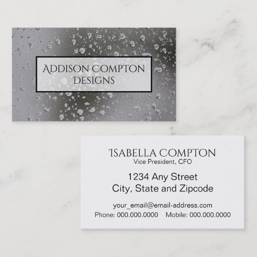 Regen druppels op vensterontwerp visitekaartje (Voorkant / Achterkant)