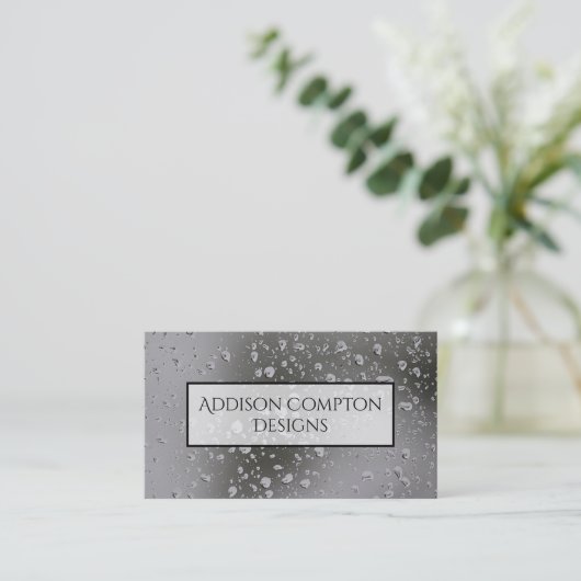 Regen druppels op vensterontwerp visitekaartje (Staand voorkant)