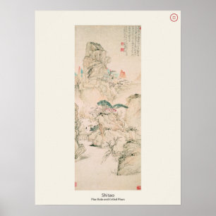 Regen en gedraaide dennen - Shitao, Qing-dynastie Poster