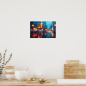 Regen en stadsverlichting poster (Keuken)