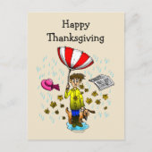 Regen en winderige dag Happy Thanksgiving Briefkaart (Voorkant)