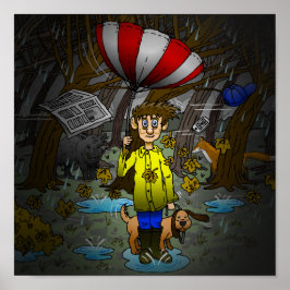 Regen en winderige herfst poster