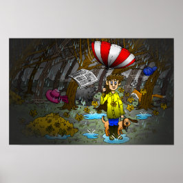 Regen en winderige herfstdag poster
