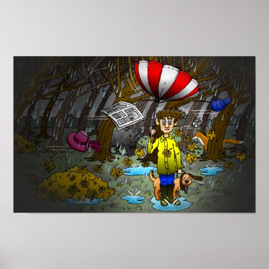 Regen en winderige herfstdag poster (Voorkant)