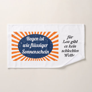 Regen flüssiger Sonnenschein mit Namen Handdoek