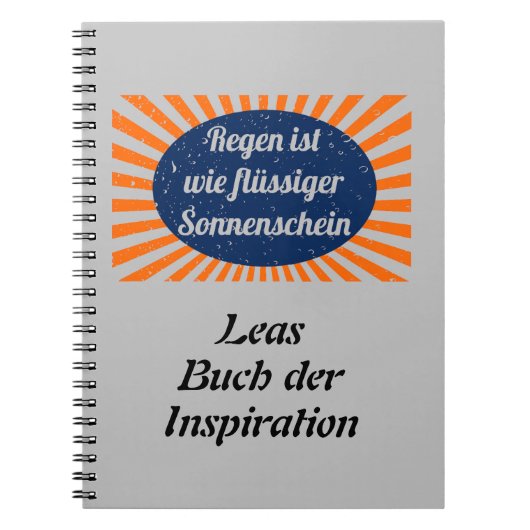 Regen flüssiger Sonnenschein mit Namen Notitieboek (Voorkant)