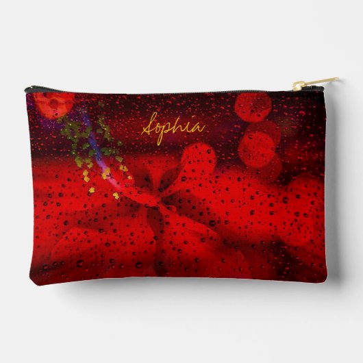 Regen gestippeld rode print gesneden naaizak etui (Achterkant)