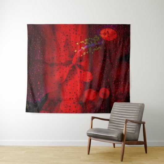 Regen Gestippeld Rood Wandkleed (In Situ (horizontaal))