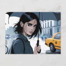 Regen in het City Umbrella Briefkaart