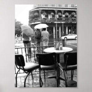 Regen in het Frans Quarter in New Orleans Cafe' du Poster