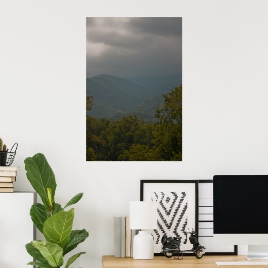 "Regen in het Poster van de Smoky Mountains" (Thuiskantoor)