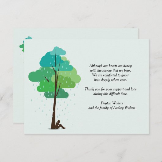 Regen in mijn hart Rouw Briefkaart Dank u (Voorkant / Achterkant)