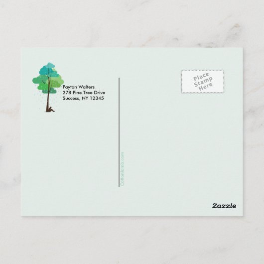 Regen in mijn hart Rouw Briefkaart Dank u (Achterkant)