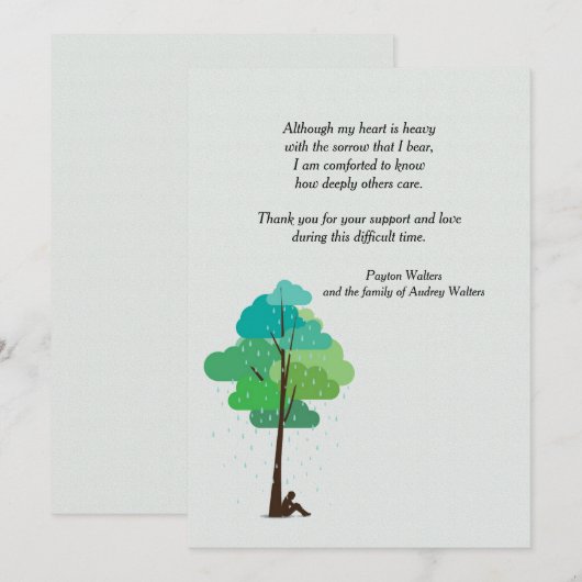 Regen in mijn hartkamer Hartelijk dank Bedankkaart (Voorkant / Achterkant)