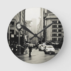 Regen in New York - stijl Ronde Klok