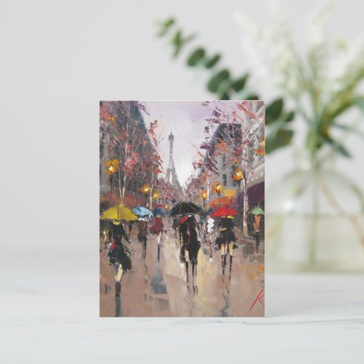 Regen in Parijs Briefkaart (Staand voorkant)