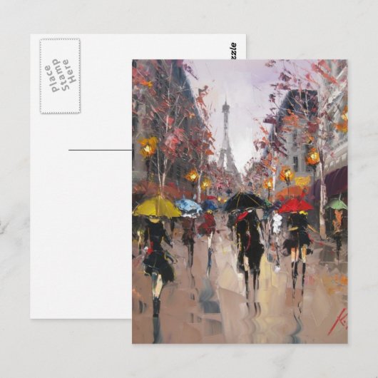 Regen in Parijs Briefkaart (Voorkant / Achterkant)