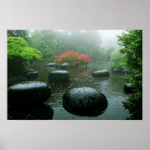 Regen in Zen Garden met Maple Tree & Stones | Poster (Voorkant)