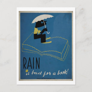 Regen is slecht voor een Book Vintage Poster Briefkaart