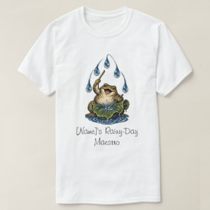 Regen kikker dirigeert de druppels t-shirt