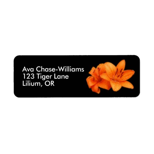 Regen - Kust Floral Oranje Asiatic Tiger Lilies Etiket (Voorkant)