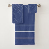 Regen Marineblauw, Strepenpatroon Bad Handdoek (Insitu)