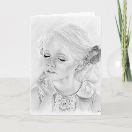 Regen meisje in regen wenskaart kaart (Voorkant)