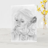 Regen meisje in regen wenskaart kaart (Gele Bloem)