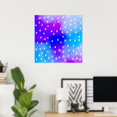 Regen met blauwe en paarse troebele hemel. poster (Thuiskantoor)