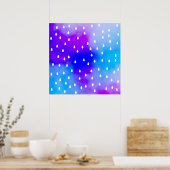 Regen met blauwe en paarse troebele hemel. poster (Keuken)