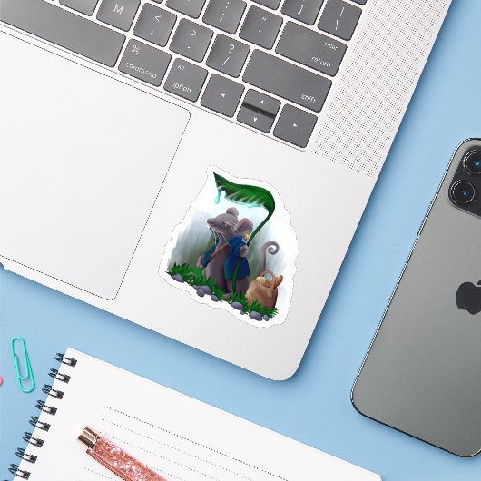 Regen Muis | Sticker (Laptop met iPhone)