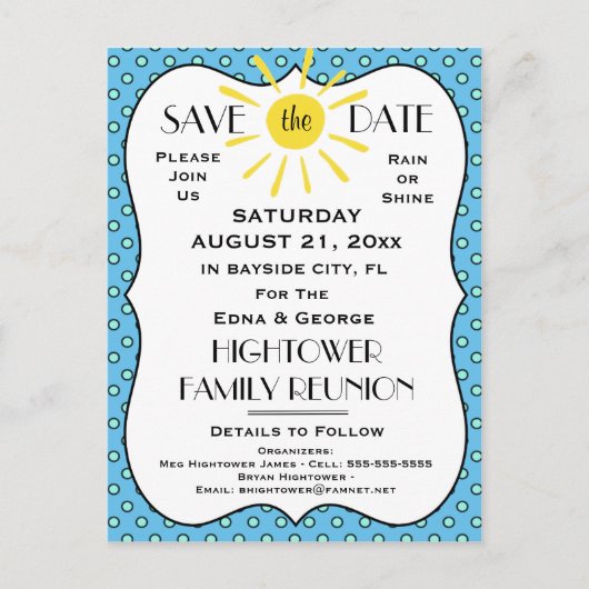 Regen of Glans Reünie, Feest of Gebeurtenis Opslaa Aankondigingskaart (Voorkant)