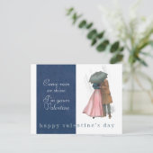 Regen of Valentijn Vintage Umbrella Couple Briefkaart (Staand voorkant)