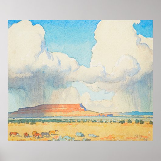 Regen op de Mesa door Maynard Dixon Poster (Voorkant)