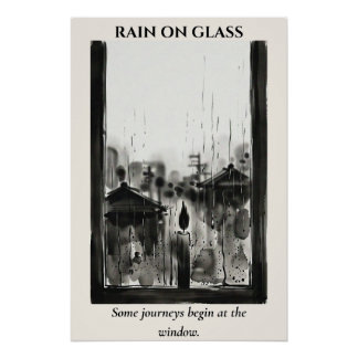 Regen op Glas — Sumi-e Inktwassing Perfect Poster