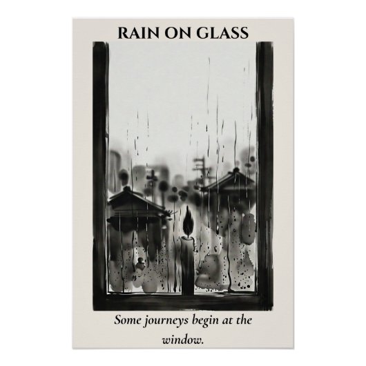Regen op Glas — Sumi-e Inktwassing Perfect Poster (Voorkant)