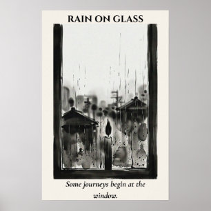 Regen op Glas — Sumi-e Inktwassing Poster