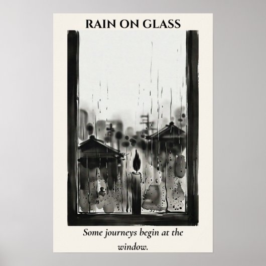 Regen op Glas — Sumi-e Inktwassing Poster (Voorkant)