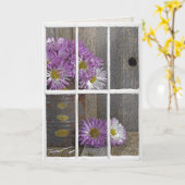 regen op het raam met verjaardagsbrieven kaart (Gele Bloem)