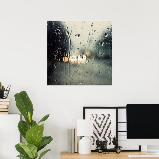 Regen op het raam poster (Thuiskantoor)