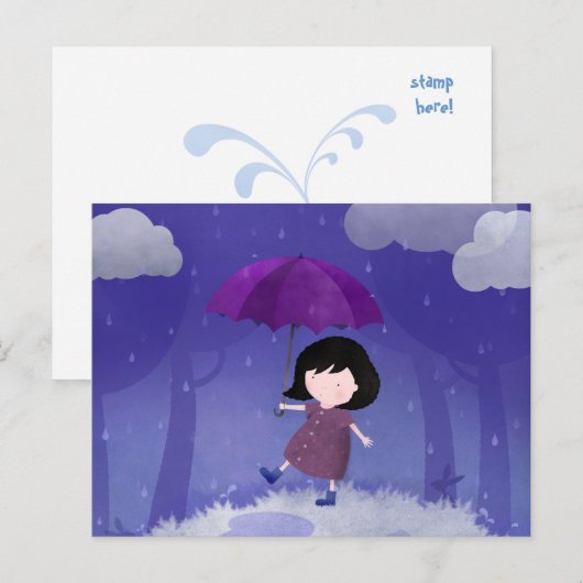 Regen op mijn paraplu - briefkaart (Voorkant / Achterkant)