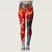 Regen op Oranje bloemen Persoonlijke naam Leggings (Voorkant)