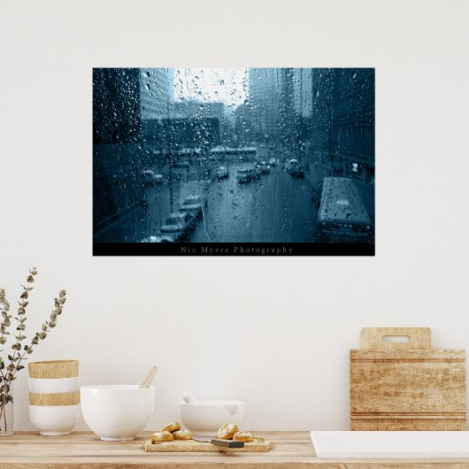 Regen op venster poster (Keuken)