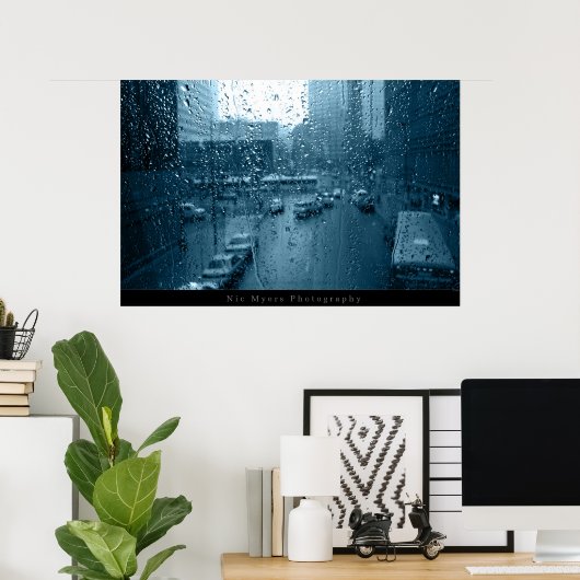 Regen op venster poster (Thuiskantoor)
