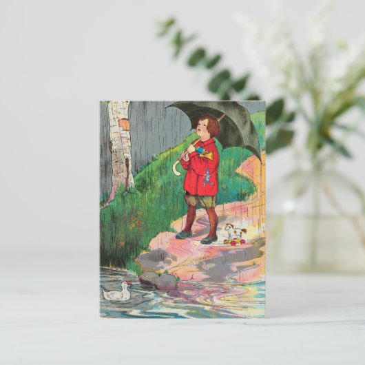 Regen, Regen, Ga weg - Moeder Gans Kwekerij Rijm Briefkaart (Staand voorkant)