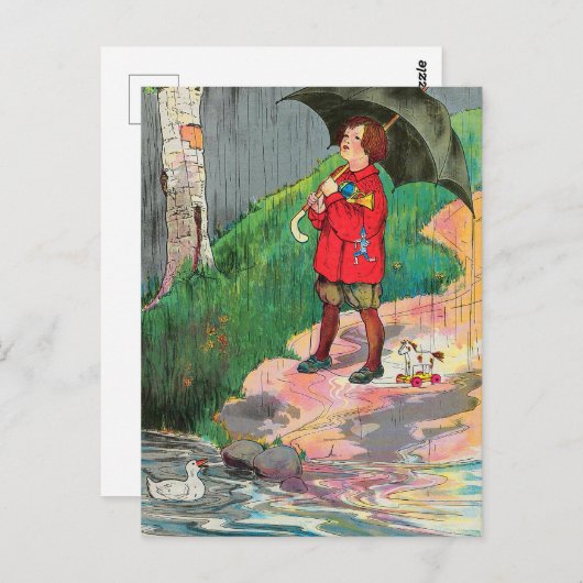 Regen, Regen, Ga weg - Moeder Gans Kwekerij Rijm Briefkaart (Voorkant / Achterkant)