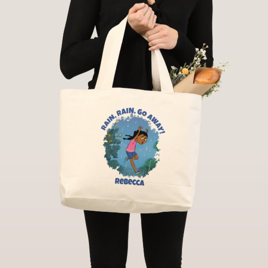 REGEN REGEN GA WEG Zwart Meisjes Afro Grote Tote Bag (Voorkant (product))