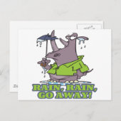 regen regen gaan weg grappige neushoorn april douc briefkaart (Voorkant / Achterkant)