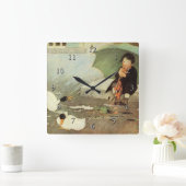 Regen, Regen wegrijden Nursery Rhyme Vierkante Klok (Huis)